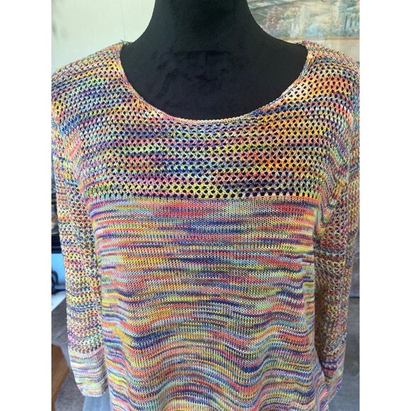 New Directions XL Colorful Knit Sweater Lightweight Preppy Y2K Cozy Feminine - Picture 3 of 9